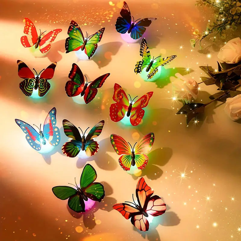 12pcs LED Butterfly Wall Stickers Multicolor 3D Color Changing Light MUVAYA