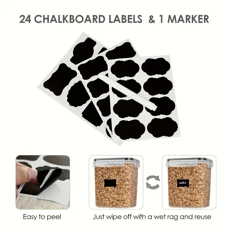 24pcs Kitchen Storage with Labels & Marker MUVAYA