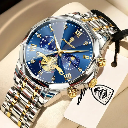 Men'S Luxury Steel Band Watch with Luminous Hands MUVAYA