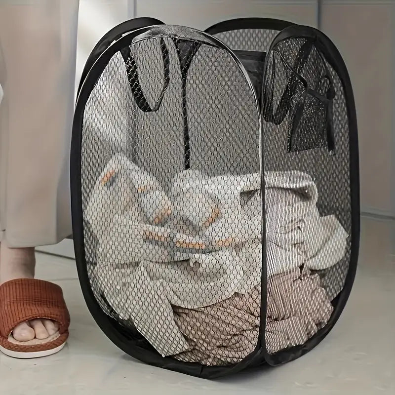 Pop-Up Mesh Laundry Storage Basket for Laundry MUVAYA