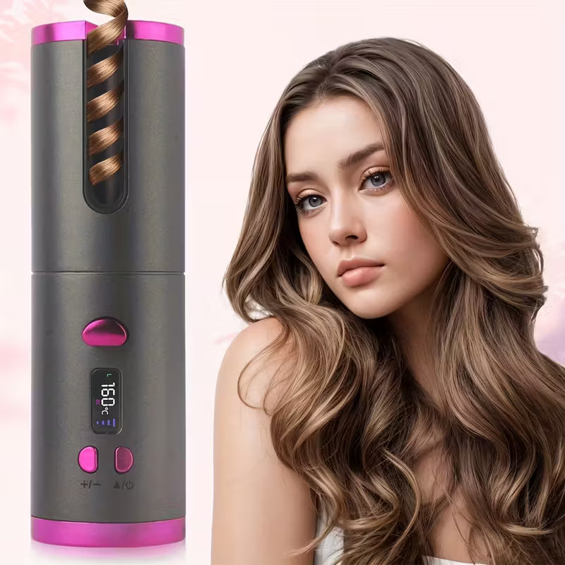 Automatic USB Rechargeable Curling Iron with LCD Display MUVAYA