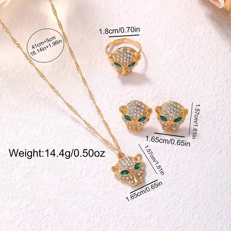 5pcs Leopard Head Jewelry & Watch Set MUVAYA