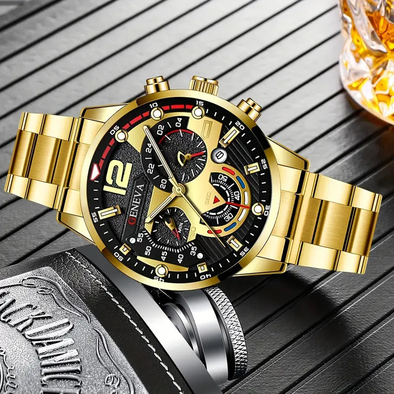 2pcs Stylish Round Quartz Watch and Bracelet Set for Women MUVAYA