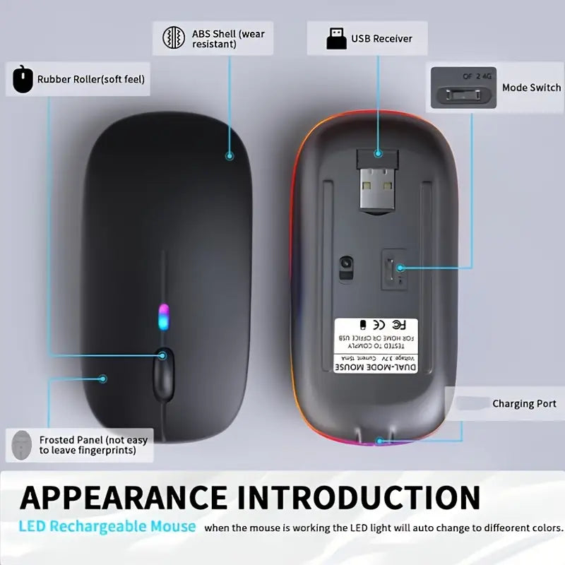 Wireless Gaming Mouse with Bluetooth 5.2 and USB-C Rechargeable Battery MUVAYA