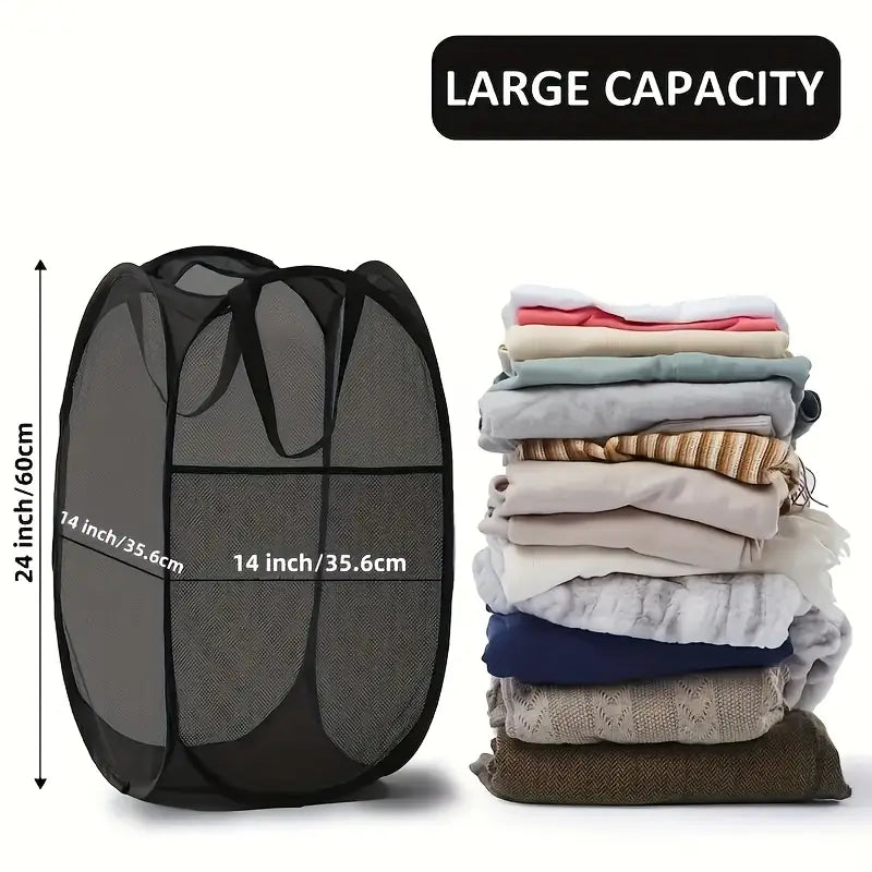 Pop-Up Mesh Laundry Storage Basket for Laundry MUVAYA