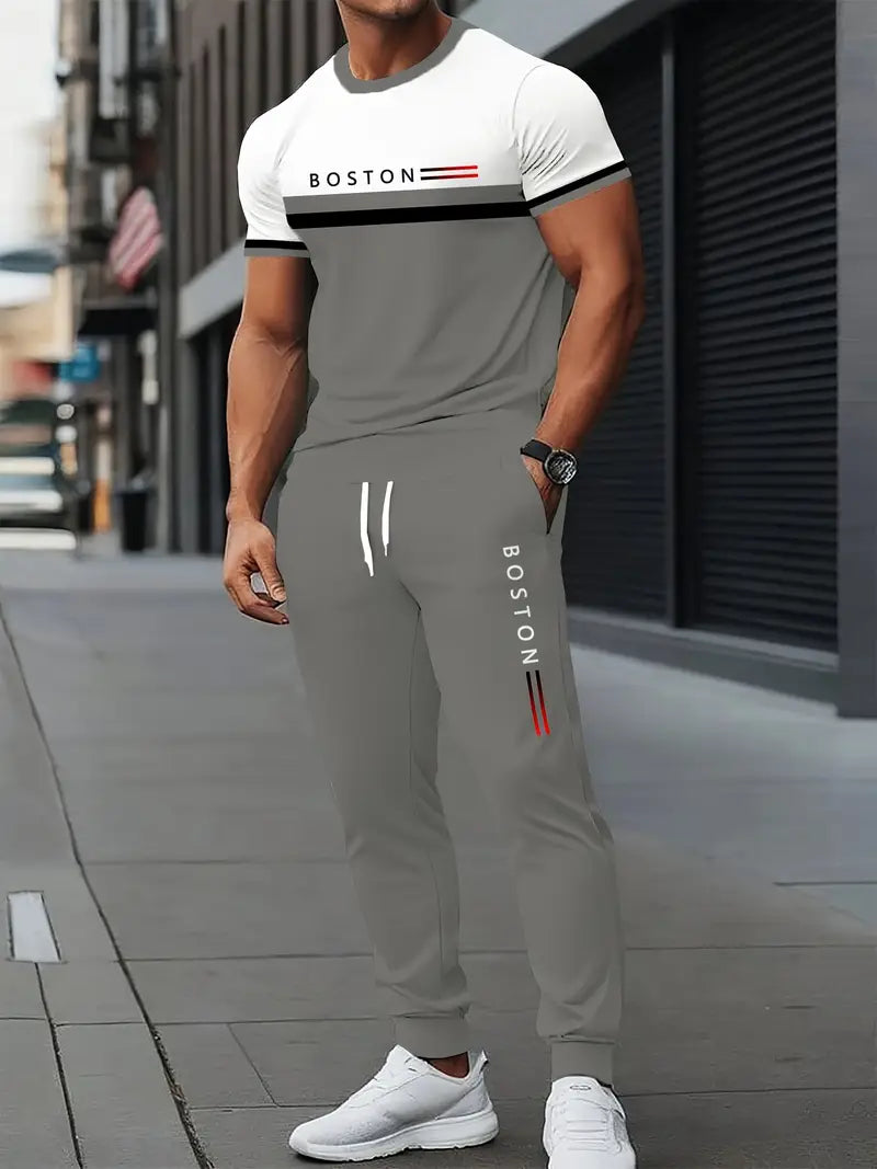 Men’s 3D Printed Casual T-Shirt and Pants Set MUVAYA
