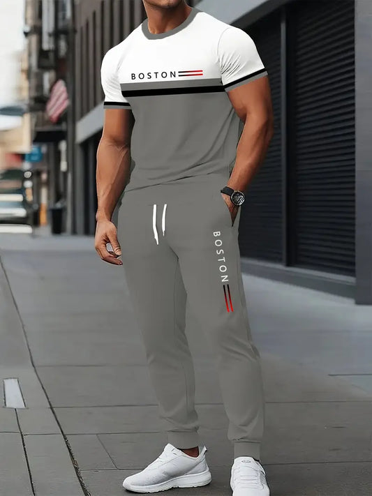 Men’s 3D Printed Casual T-Shirt and Pants Set MUVAYA