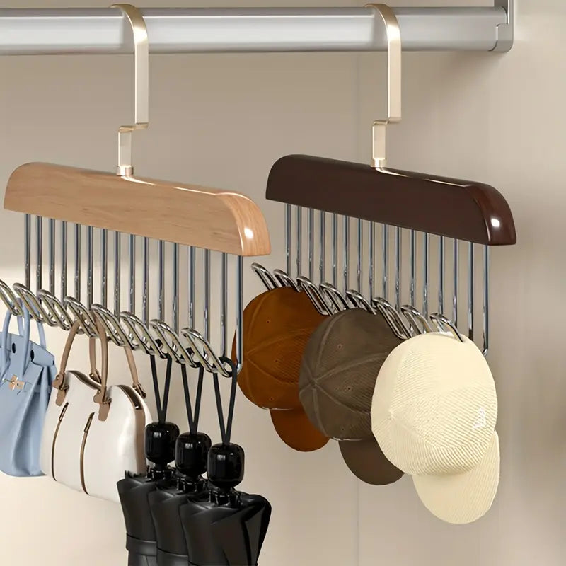 Premium Wooden Hanger with 8 Metal Hooks MUVAYA