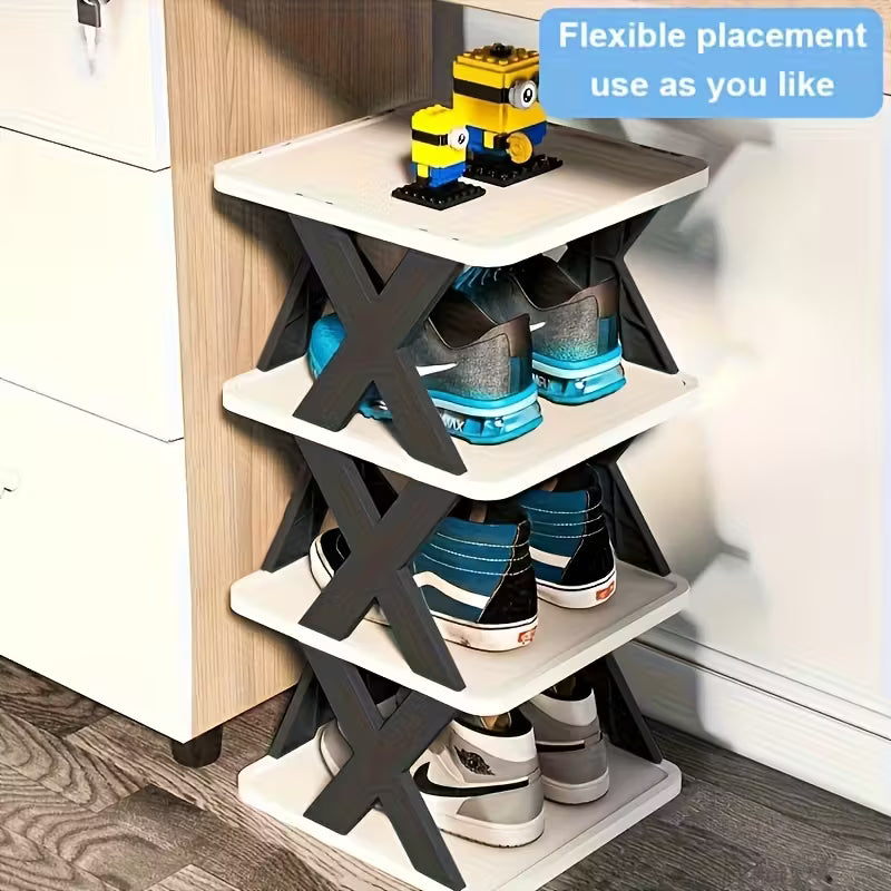 Space-Saving Vertical Corner 2-Layer Shoe Rack MUVAYA