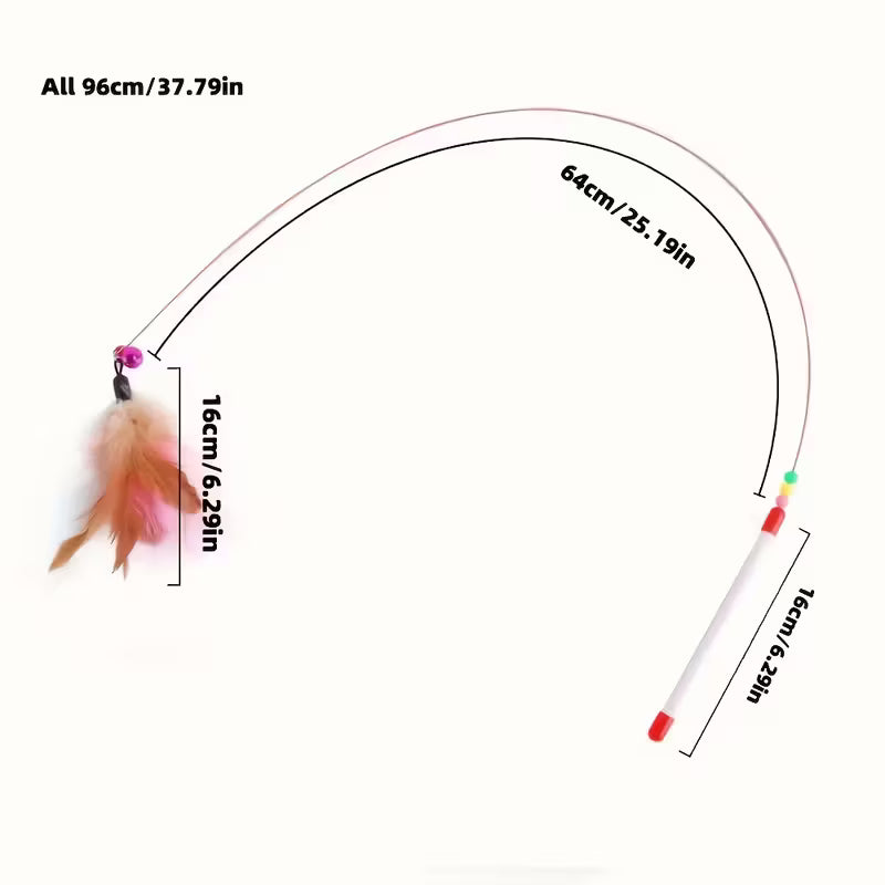 Interactive Cat Teasing Stick with Bells & Feather MUVAYA