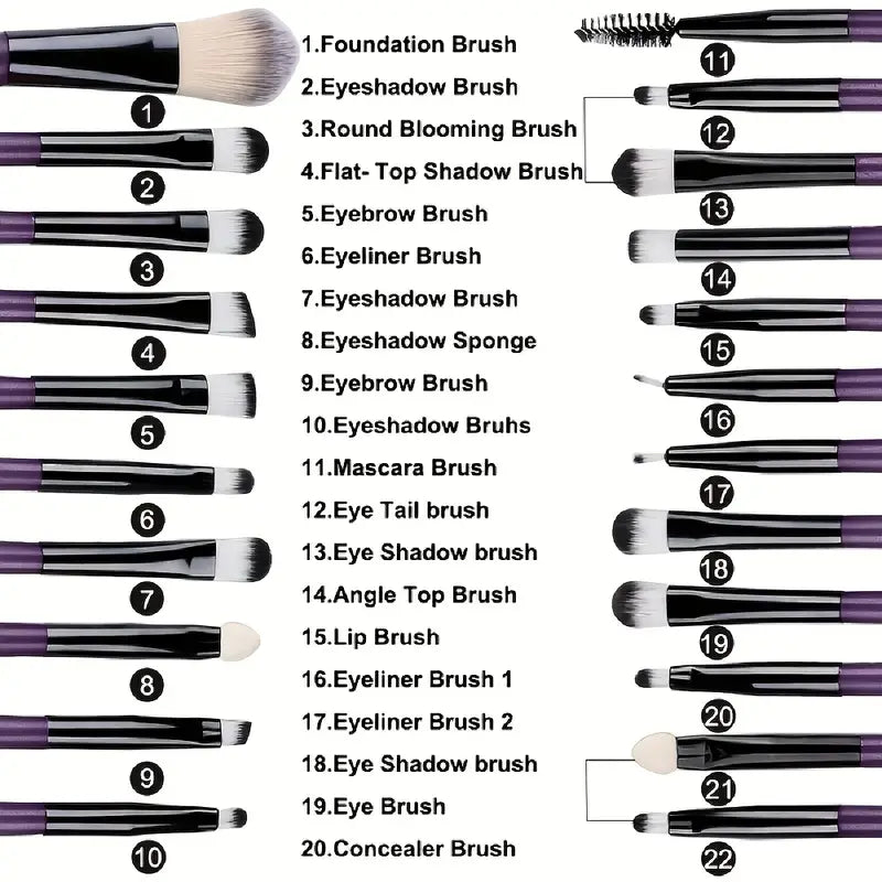 20pcs Professional Makeup Brush Set with Bag for Travel and Daily Use MUVAYA