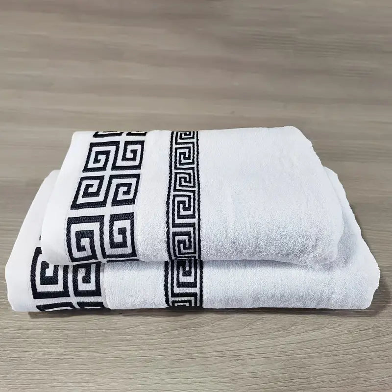 Pure Bath & Hand Towel with Greek Key Pattern MUVAYA