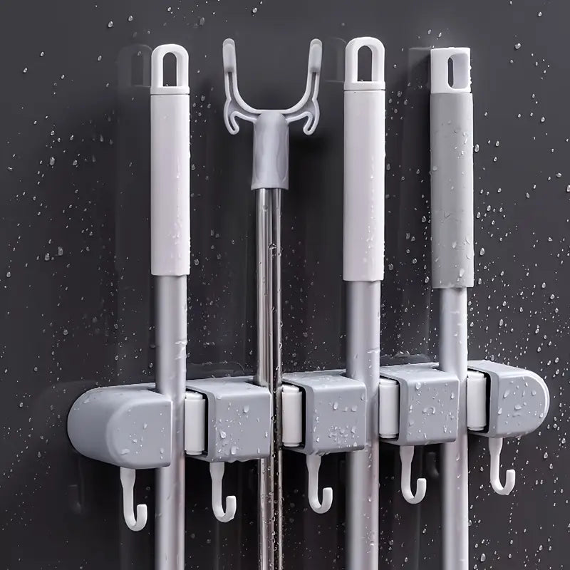 No-Drill Wall-Mounted Mop and Broom Organizer MUVAYA