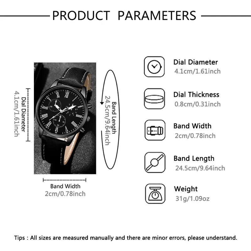 4pcs Men's Luxury Quartz Watch Set MUVAYA