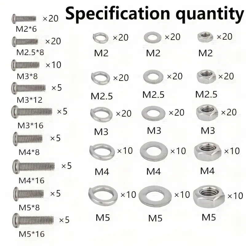 320pcs Metric Hex Nut & Bolt Set MUVAYA