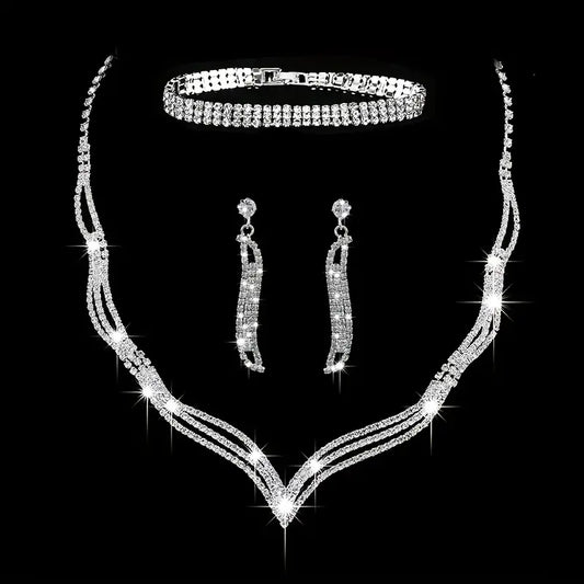 4pcs Rhinestone Claw Chain Jewelry Set MUVAYA