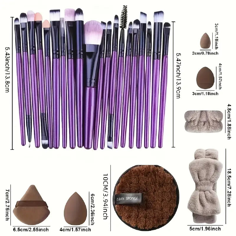 20pcs Professional Makeup Brush Set with Bag for Travel and Daily Use MUVAYA