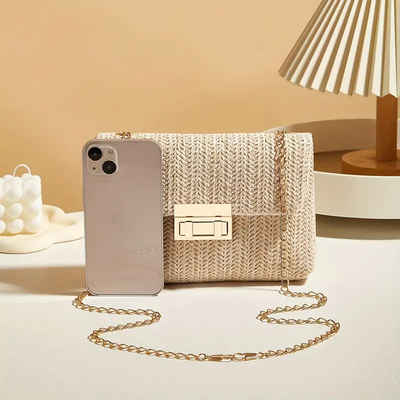 Women's Crossbody Bag With Chain Strap - Khaki MUVAYA