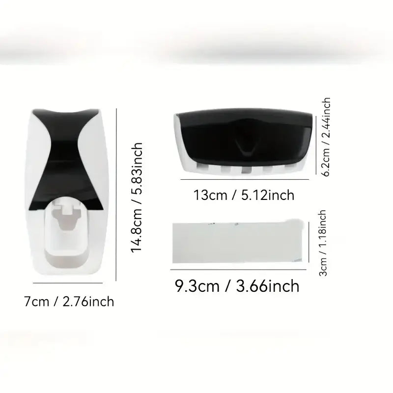 2pcs Wall-Mounted Automatic Toothpaste Squeezer and Toothbrush Holder Set MUVAYA