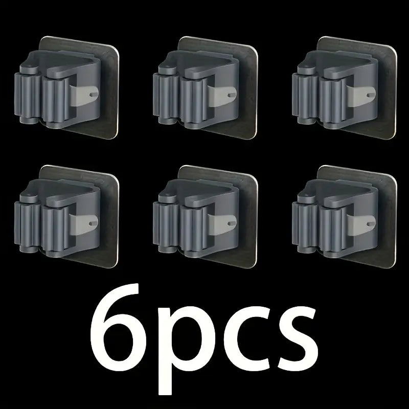 6pcs Wall-Mounted Mop and Broom Rack MUVAYA