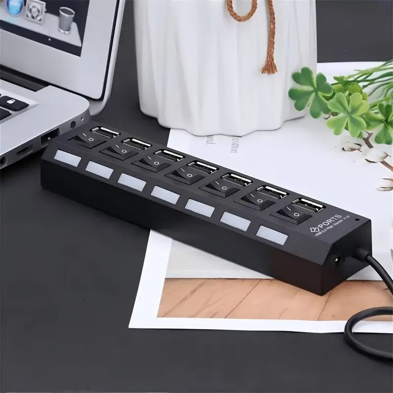 7 Port USB 2.0 Hub High Speed Multiport USB Hub MUVAYA