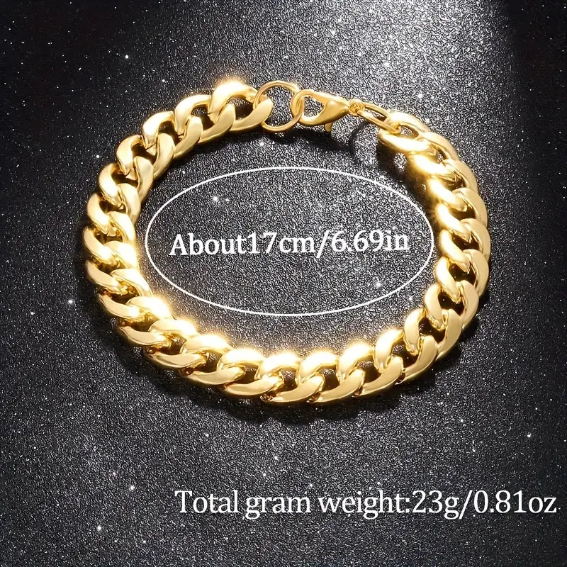 4pcs Golden Quartz Watch and Bracelet Set for Men & Women MUVAYA