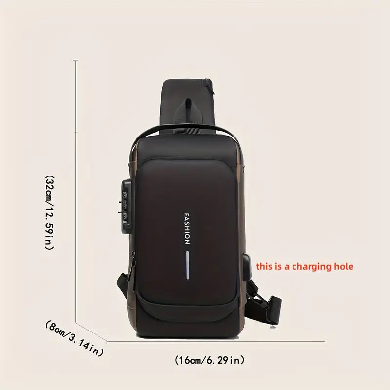 Men'S Anti-Theft Password Lock Chest Bag MUVAYA