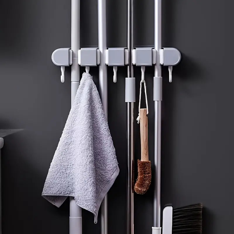 No-Drill Wall-Mounted Mop and Broom Organizer MUVAYA