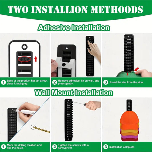 Wall-Mounted Cap Organizer - Holds 16 Hats MUVAYA