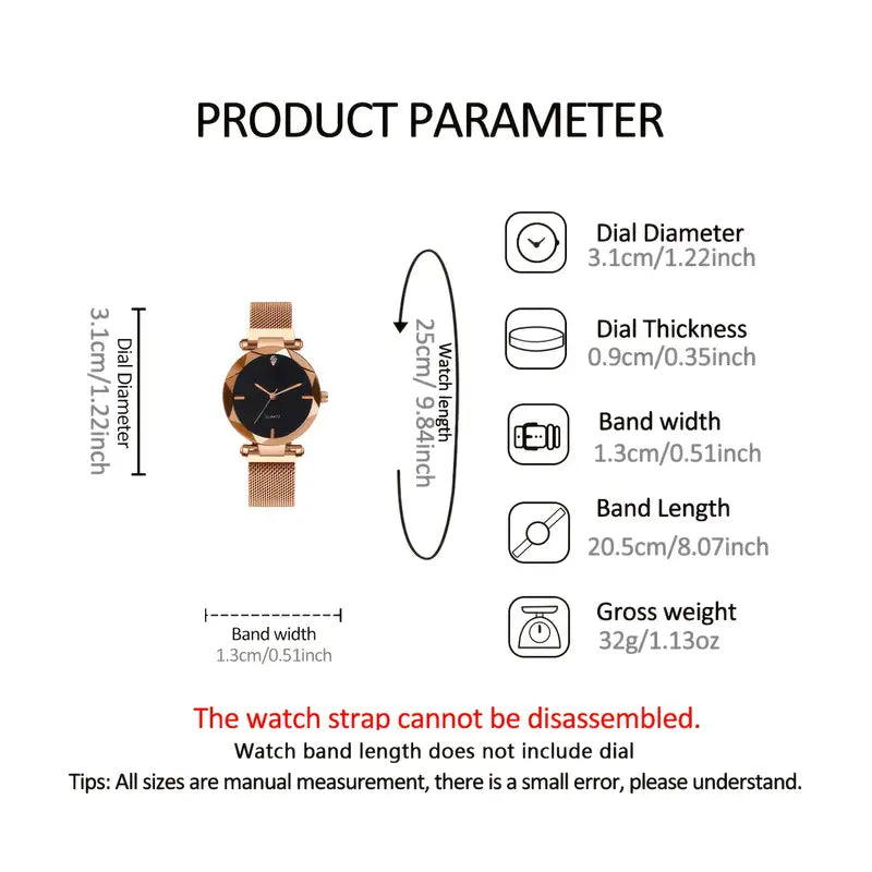 Women's Elegant Quartz Watch with Black Dial MUVAYA