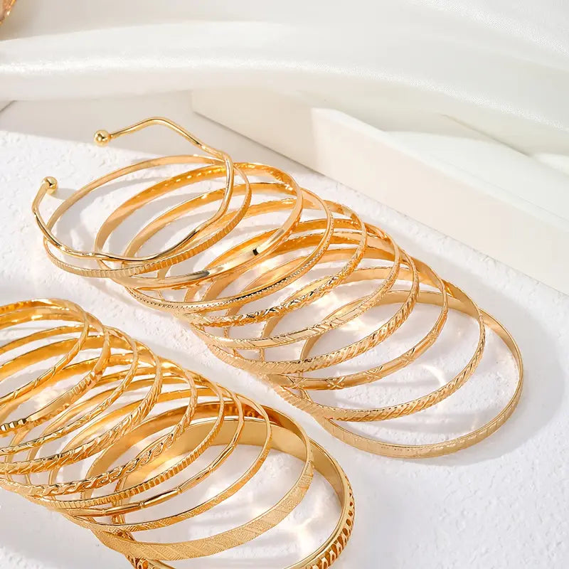 10pcs Vintage Golden Layered Bracelet Set for Women, MUVAYA