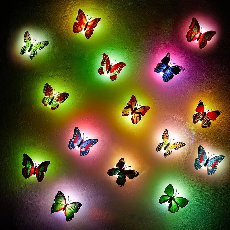 12pcs LED Butterfly Wall Stickers Multicolor 3D Color Changing Light MUVAYA
