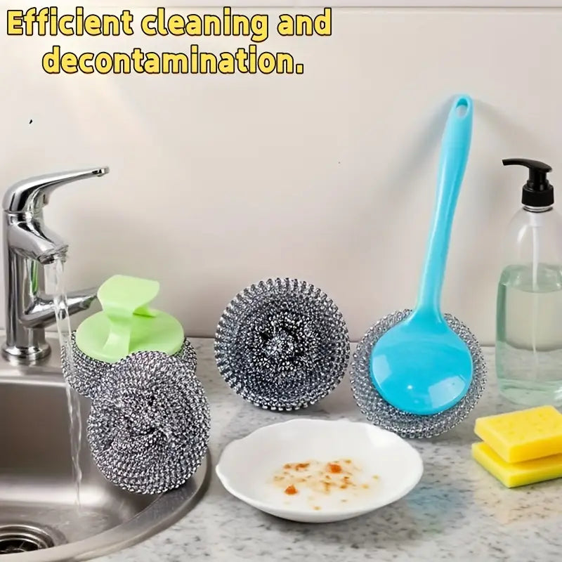 Stainless Steel Scrub Sponges with Ergonomic Handles MUVAYA