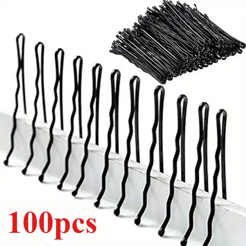 100Pcs Black Wave Hair Clip Set MUVAYA