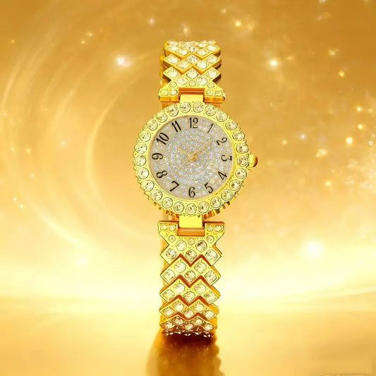 3Pcs Women’s Round Elegant Luxury Quartz Watch Jewelry Set MUVAYA