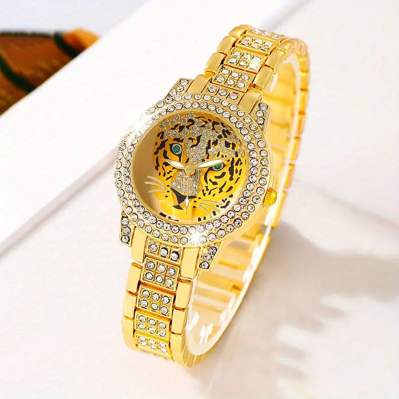 5pcs Leopard Head Jewelry & Watch Set MUVAYA