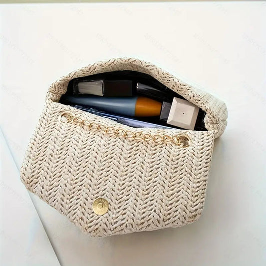 Casual Woven Crossbody Bag - Beige MUVAYA