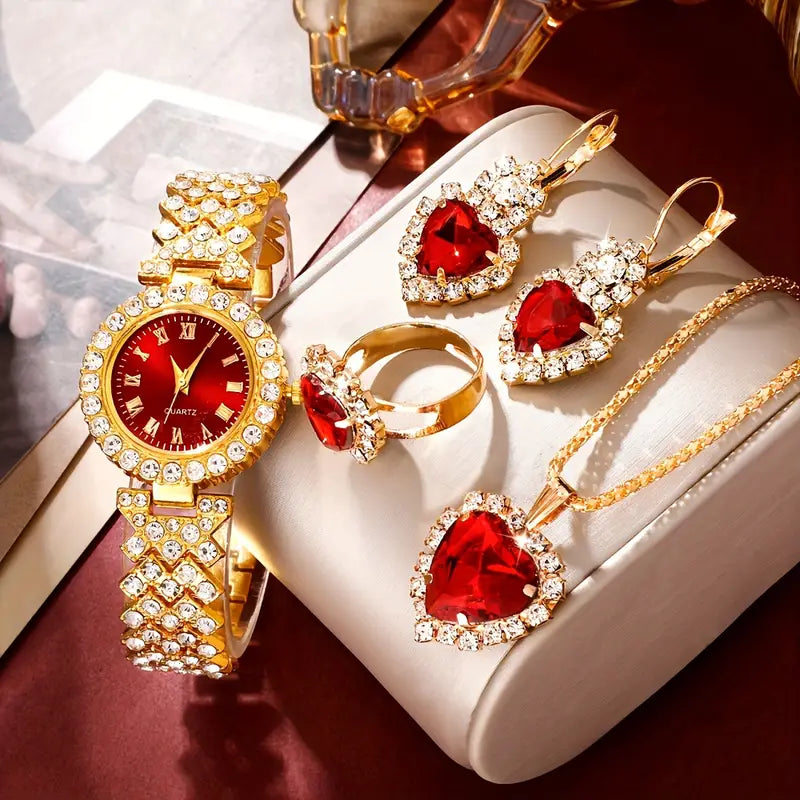 5pcs Luxury Women's Quartz Watch Set MUVAYA