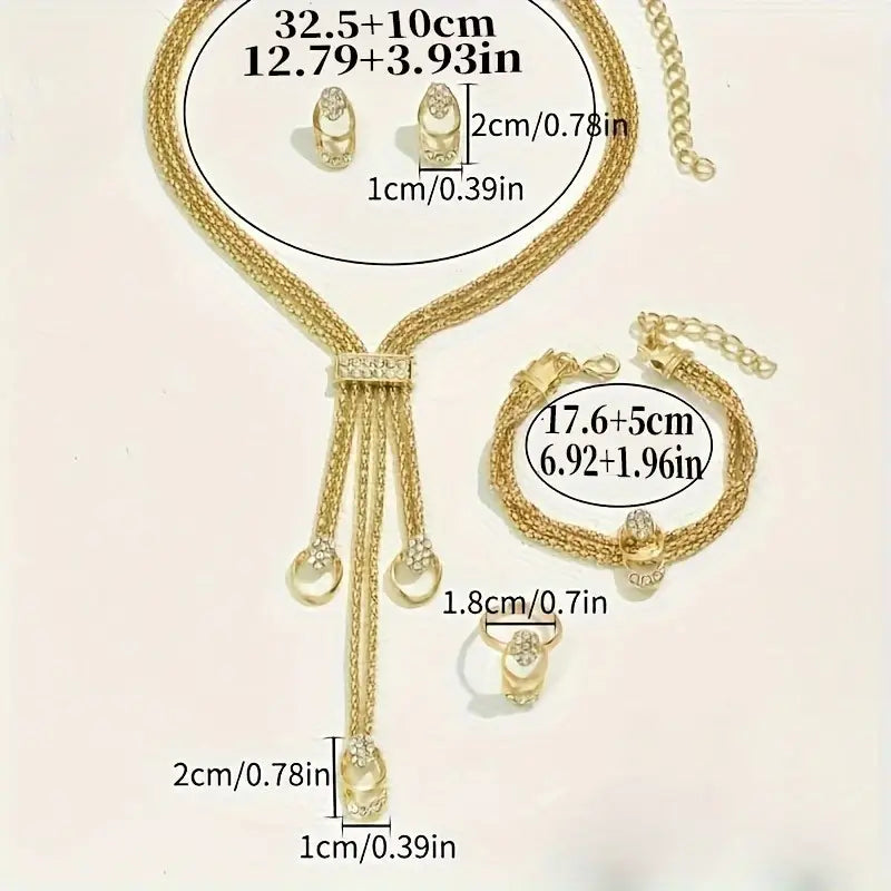 Luxury 4Pcs Jewelry Set – Elegant Rhinestone-Embellished Accessories MUVAYA