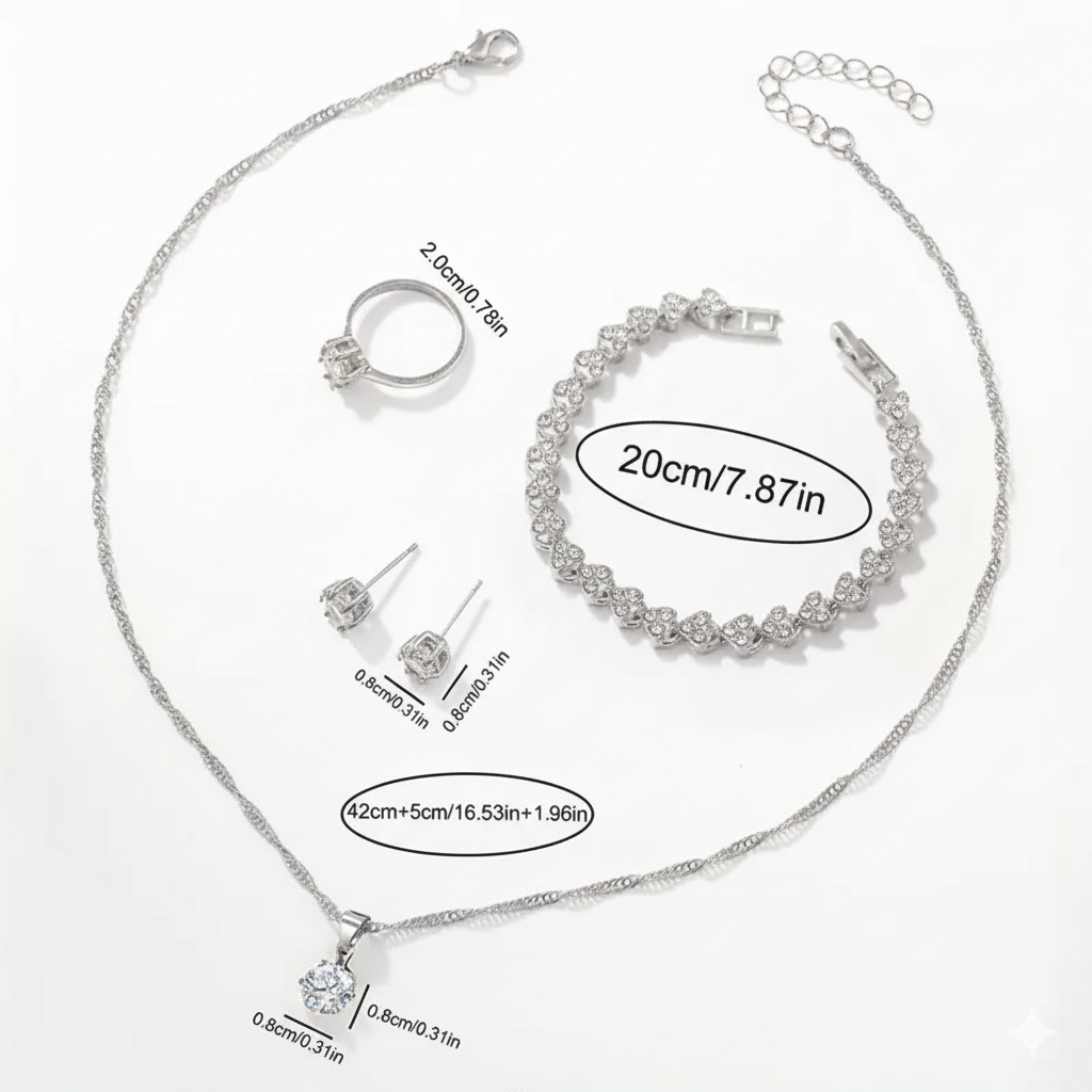 Round Elegant Luminous Quartz Watch with 5Pcs Jewelry Set MUVAYA