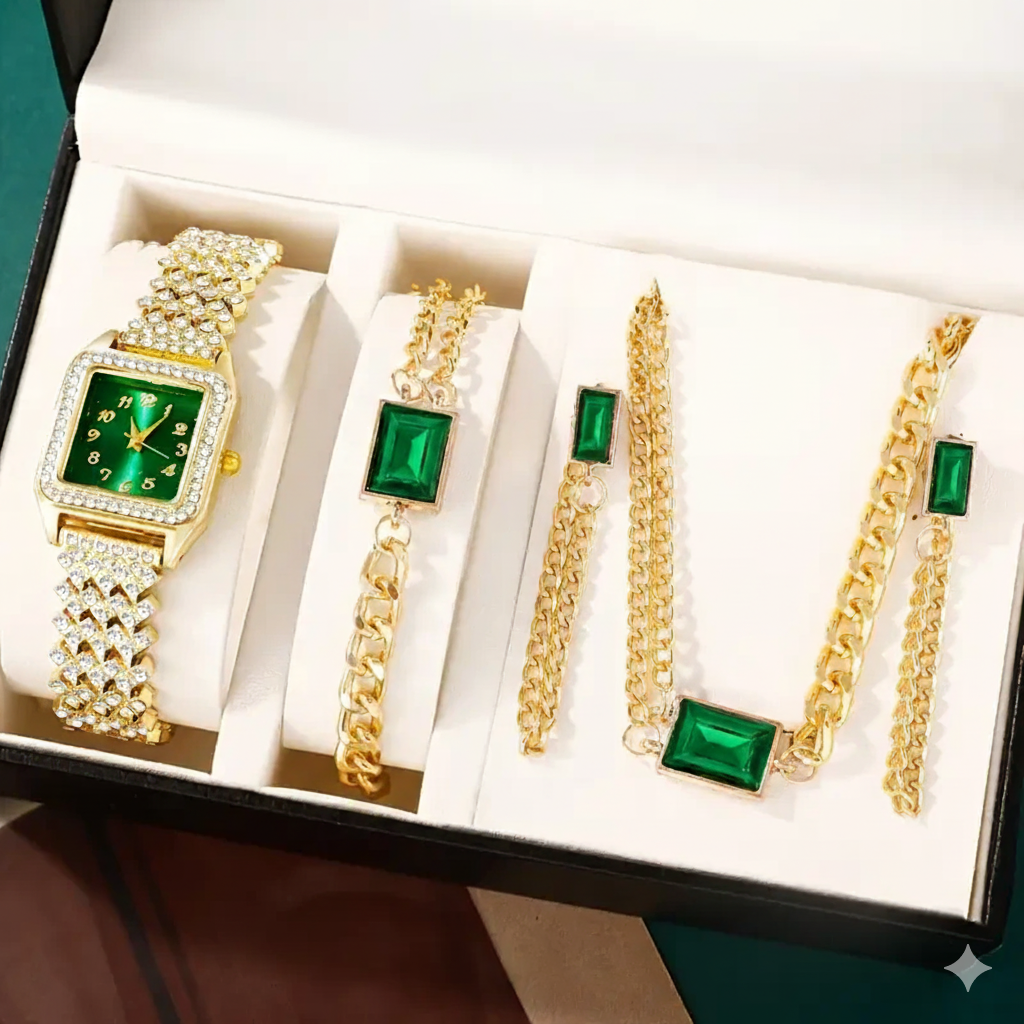 5pcs Luxe Women’s Quartz Watch and Jewelry Set MUVAYA