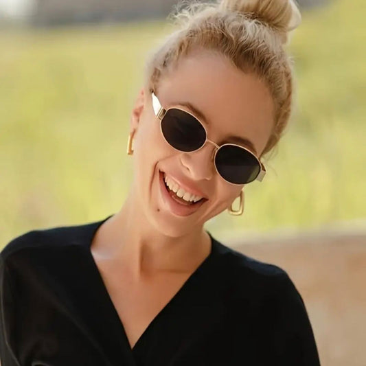 Vintage Oval Anti-Glare Glasses – Golden Frame MUVAYA