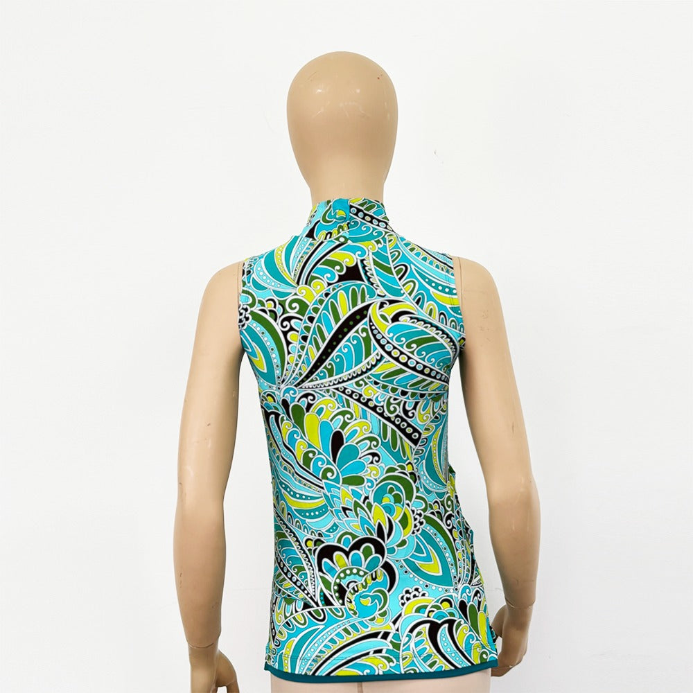 Lady's H-neck Sleev Less T-shirt Applerind