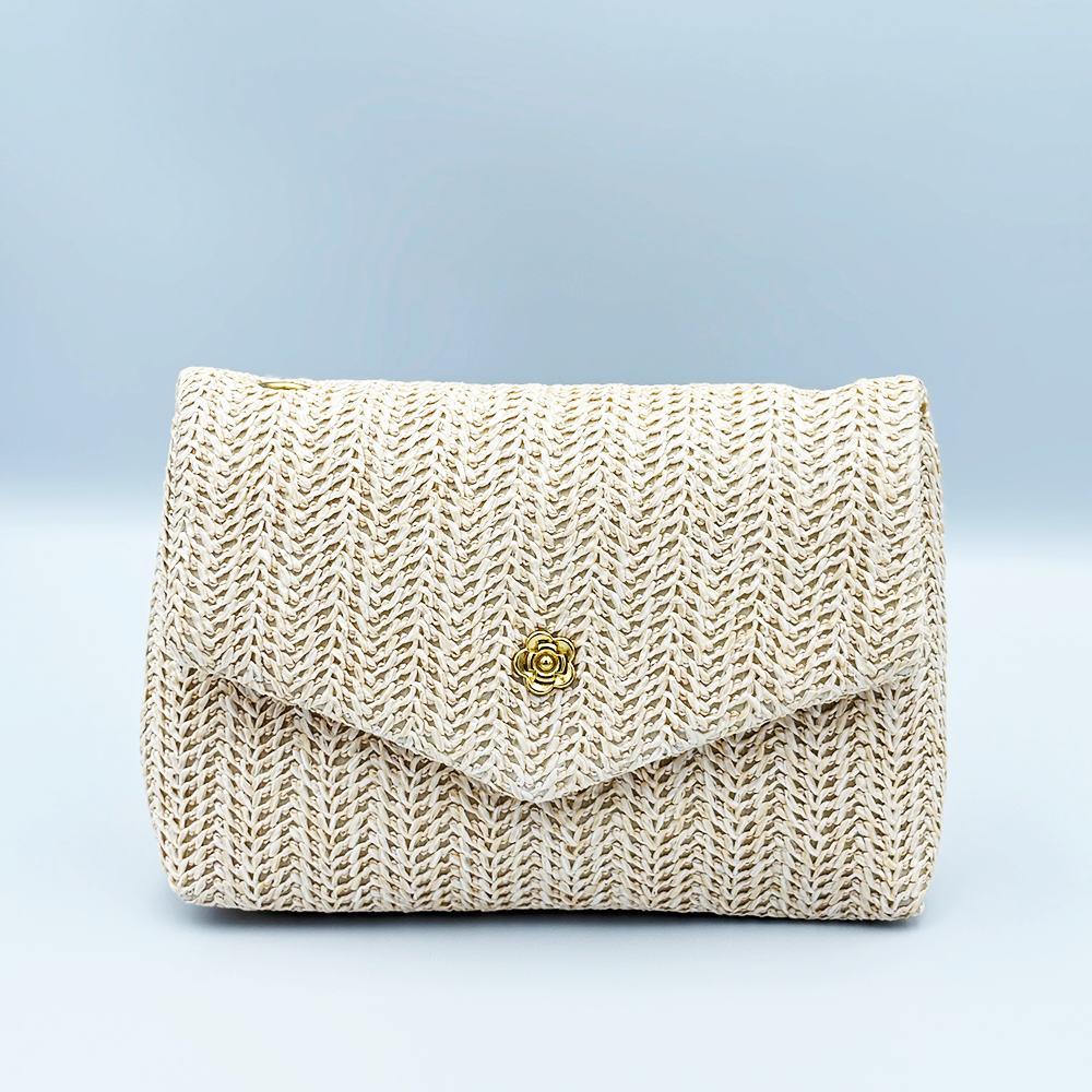 Casual Woven Crossbody Bag - Beige MUVAYA