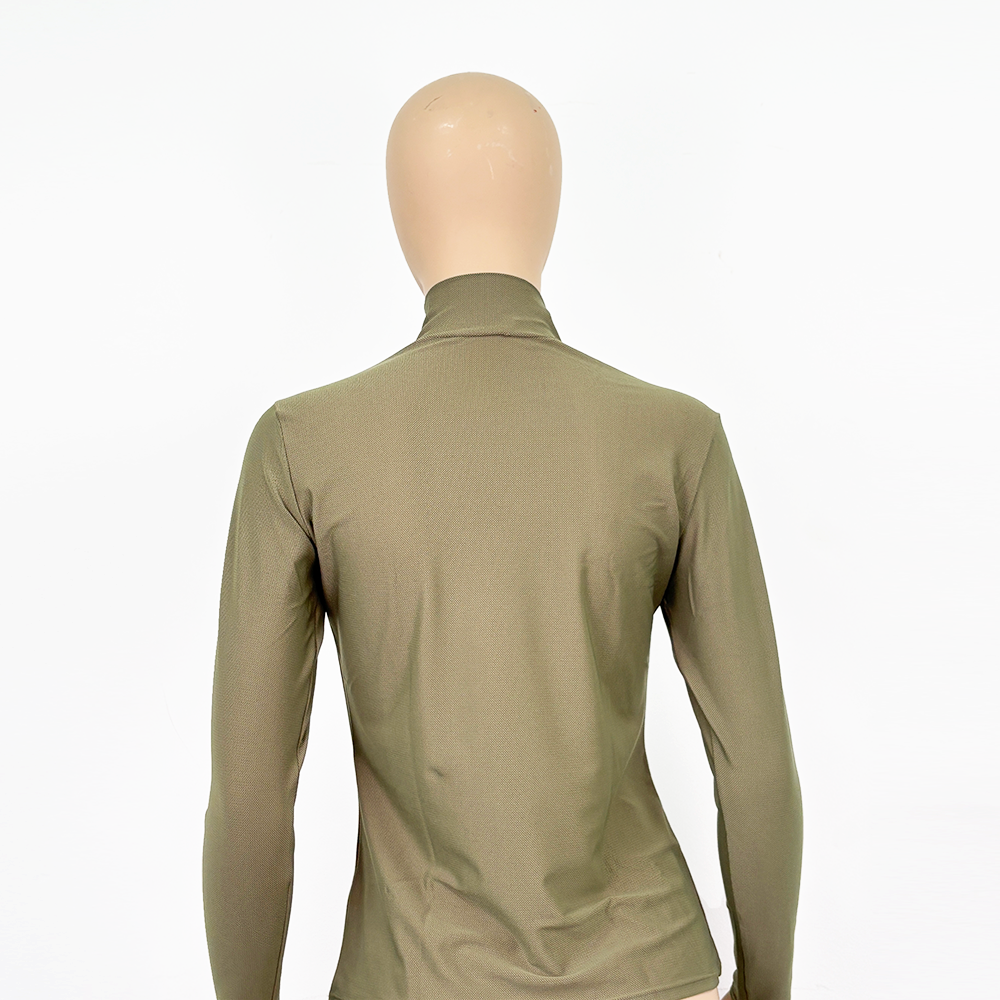 Lady´s High Neck LongSleeve All Mesh T-Shirt MUVAYA