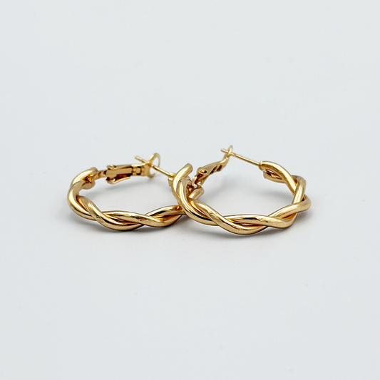 Gold Twisted Hoop Earrings MUVAYA