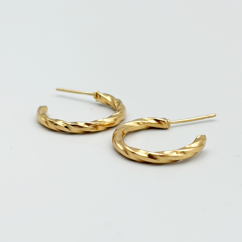 Woven Gold Hoops Earrings MUVAYA