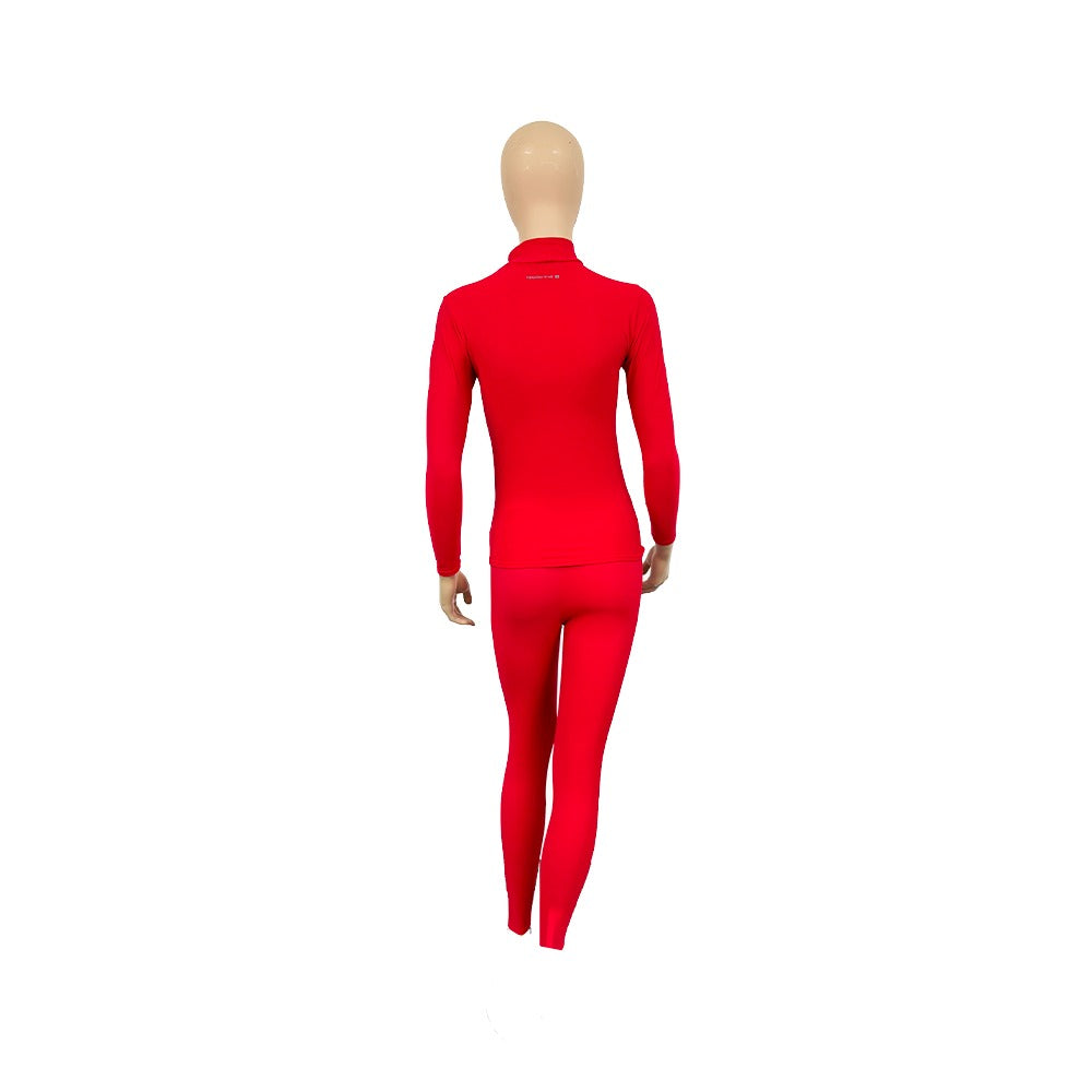 Lady's High Neck Warmmate Shirt & Pant Set Applerind