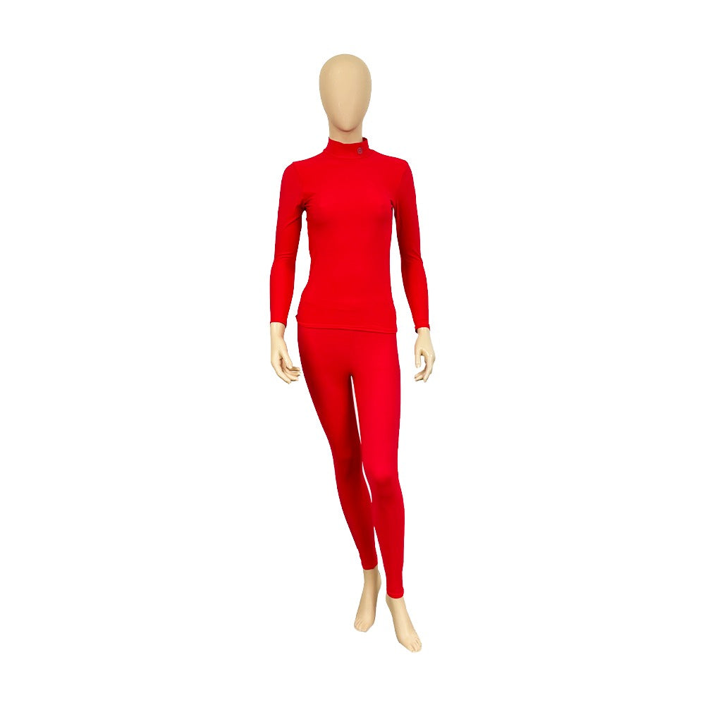 Lady's High Neck Warmmate Shirt & Pant Set Applerind