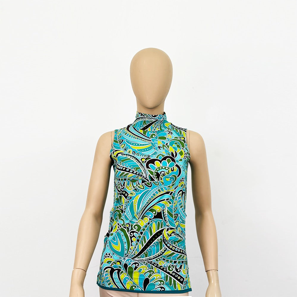Lady's H-neck Sleev Less T-shirt Applerind